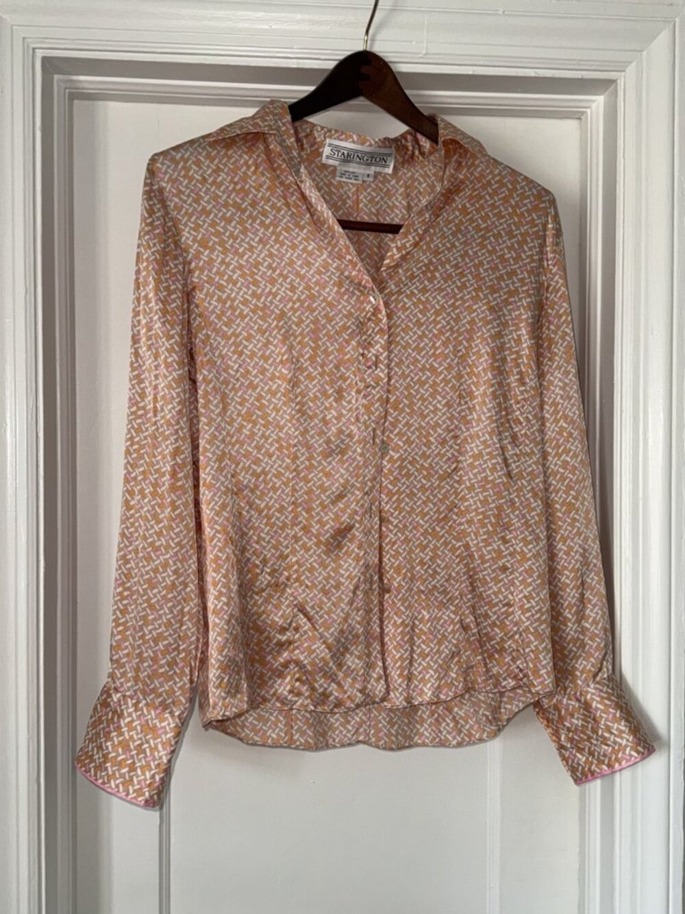 Vintage Starington 100% Silk Abstract Print Blouse Size 8